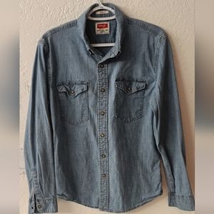 Wrangler denim Pearl snap button long sleeve shirt